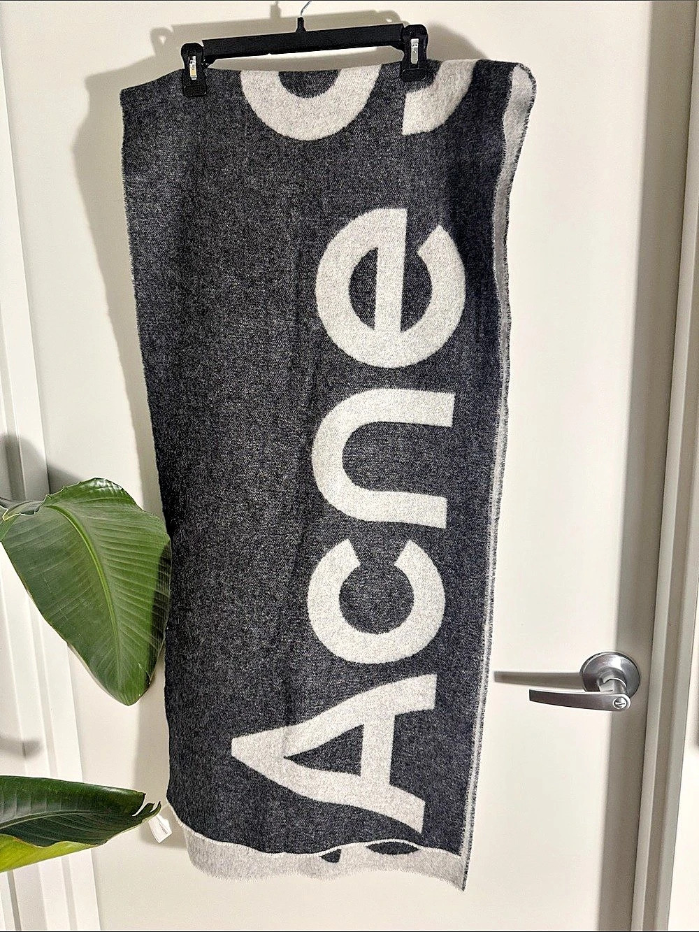 Acne Studios Toronty Logo Scarf Gray & White